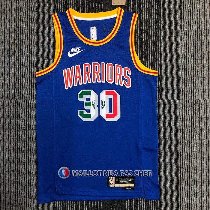 Maillot Golden State Warriors Stephen Curry NO 30 Classic Royal Special Mexique Edition Bleu